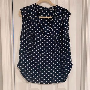 Navy Polka Dot Sleeveless Blouse